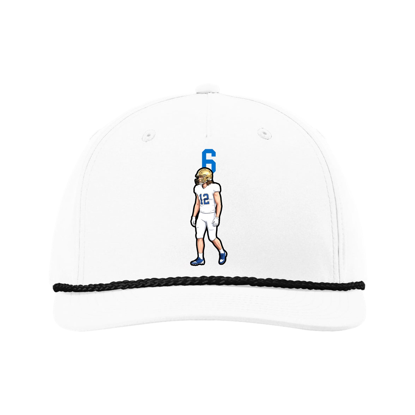 Five-Panel Classic Rope Cap — Number Top in White