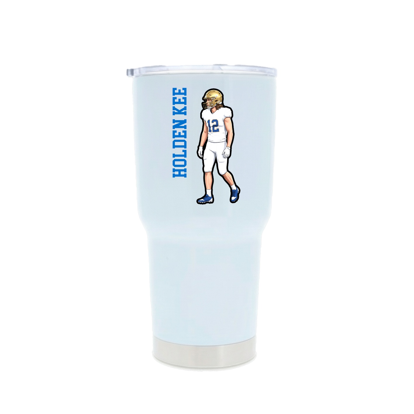 30oz Stainless Steel Tumbler — Name Vertical in White