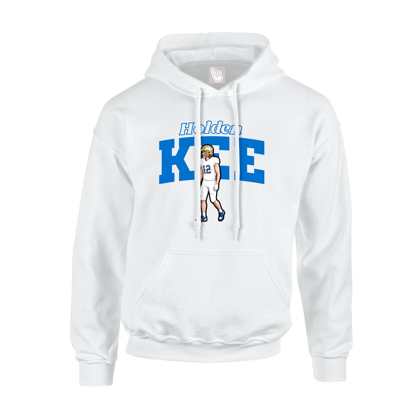 Youth Hoodie — Name Arch in White