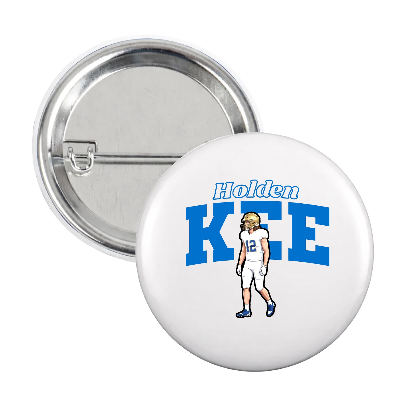 Game Day Button — Name Arch in White