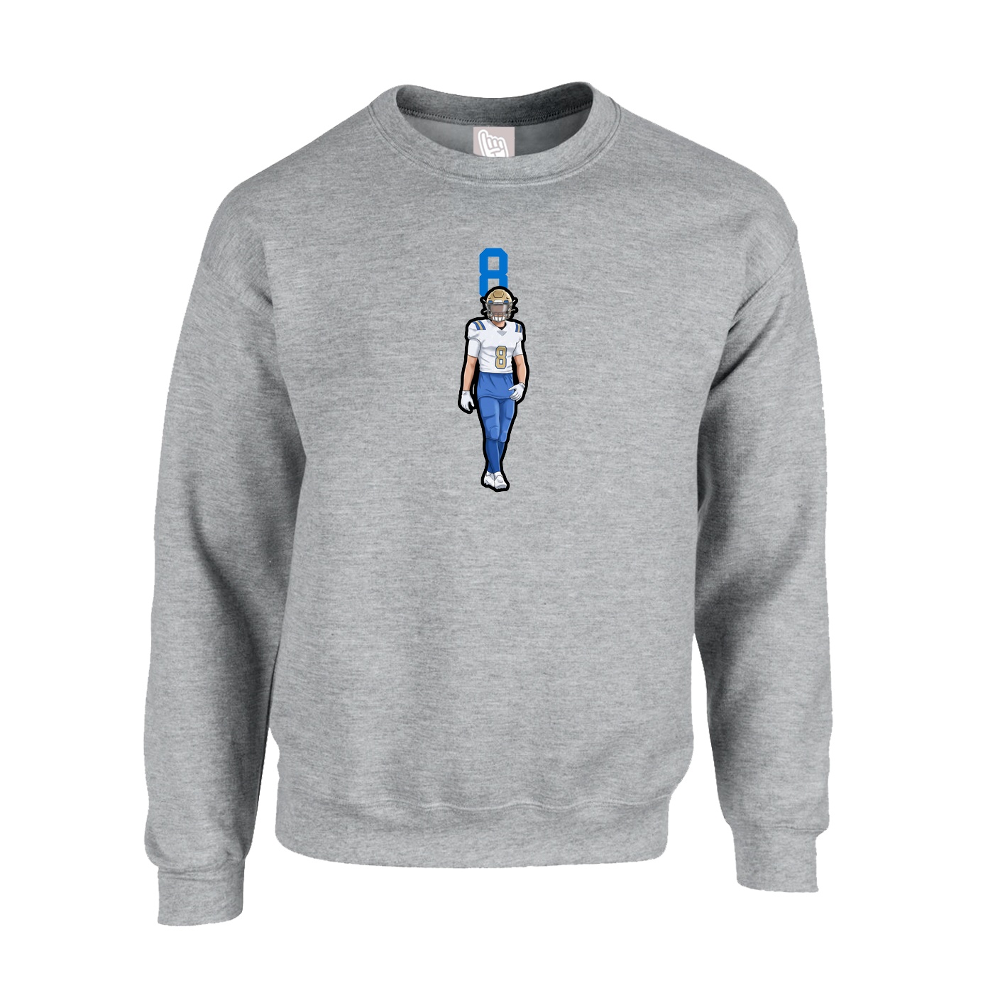 Fleece Crew — Number Top in Grey