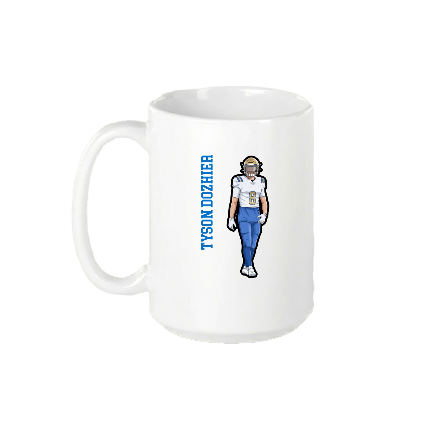 15oz Coffee Mug — Name Vertical in White