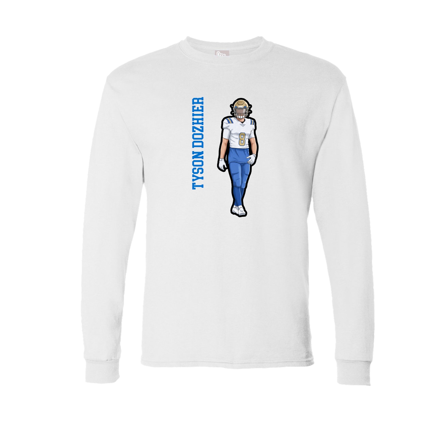 Long Sleeve Tee — Name Vertical in White