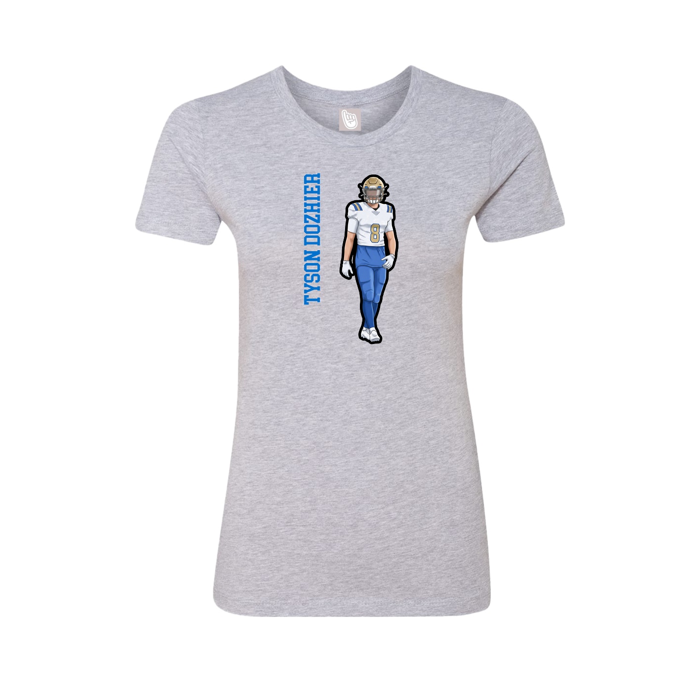 Fitted Women's Tee — Name Vertical in Grey