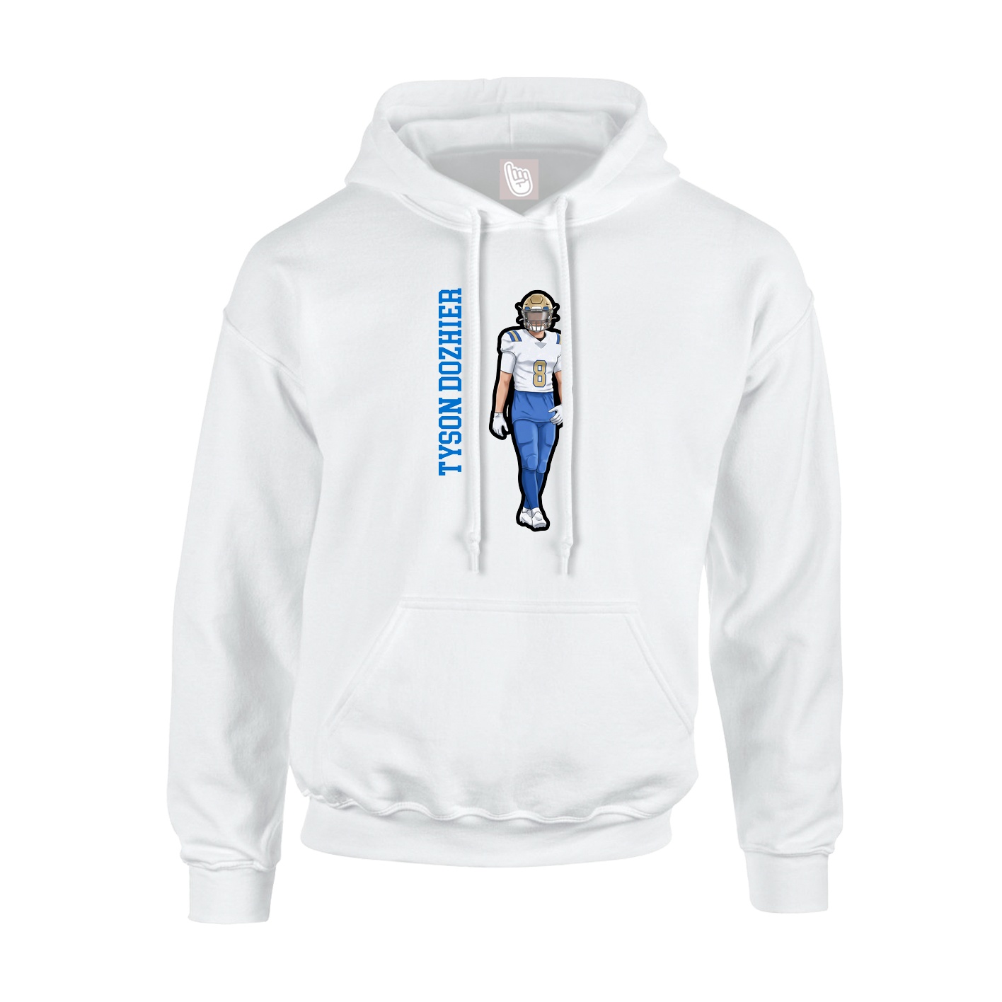Youth Hoodie — Name Vertical in White
