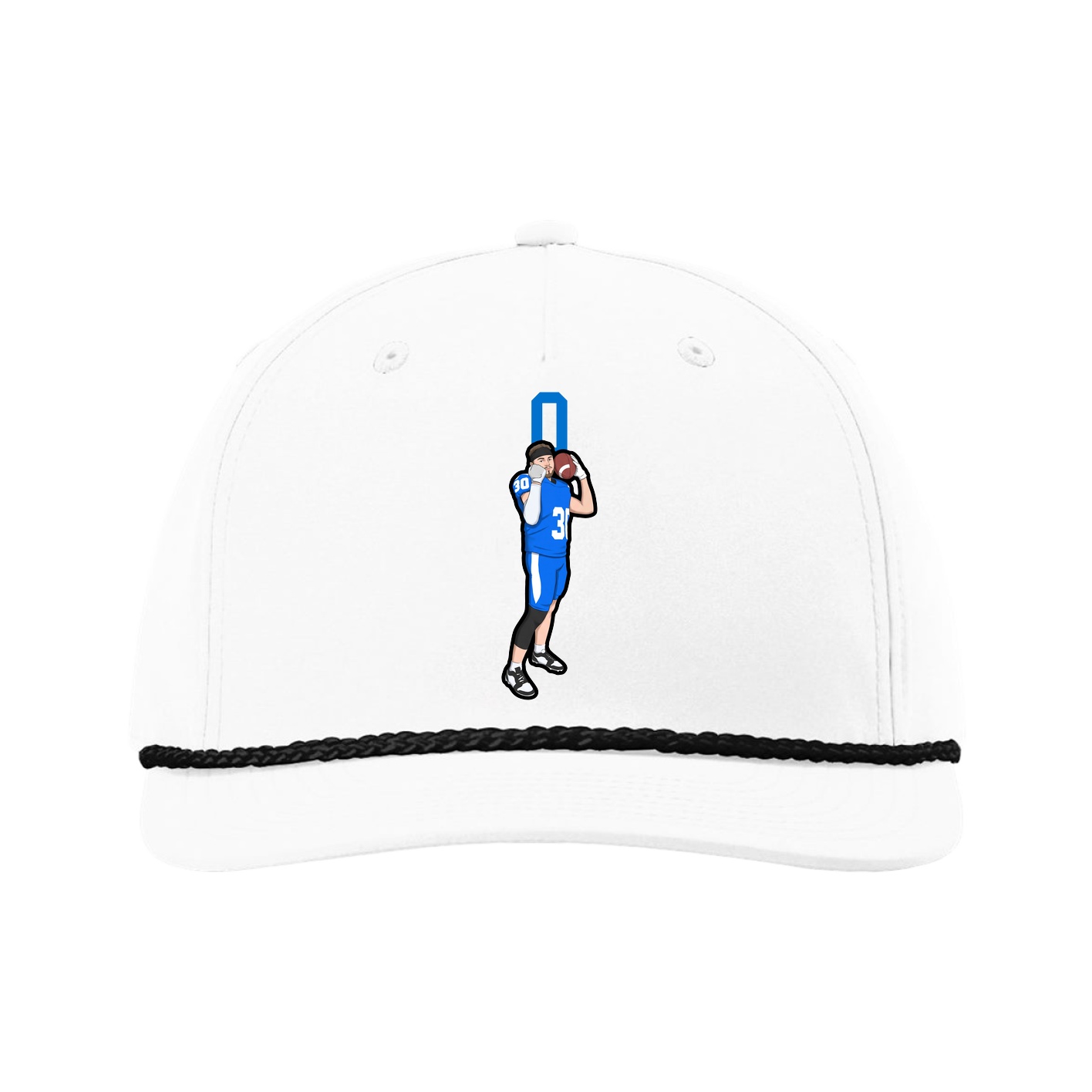 Five-Panel Classic Rope Cap — Number Top in White
