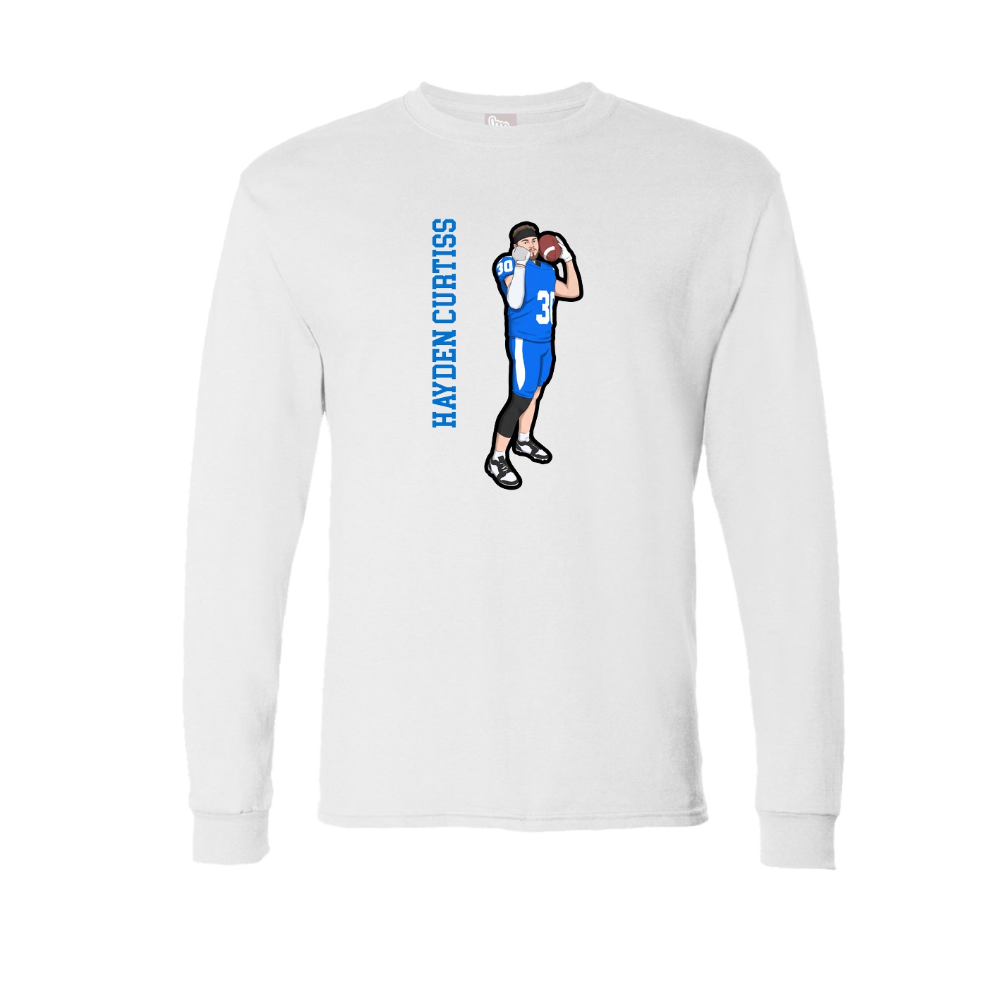 Long Sleeve Tee — Name Vertical in White