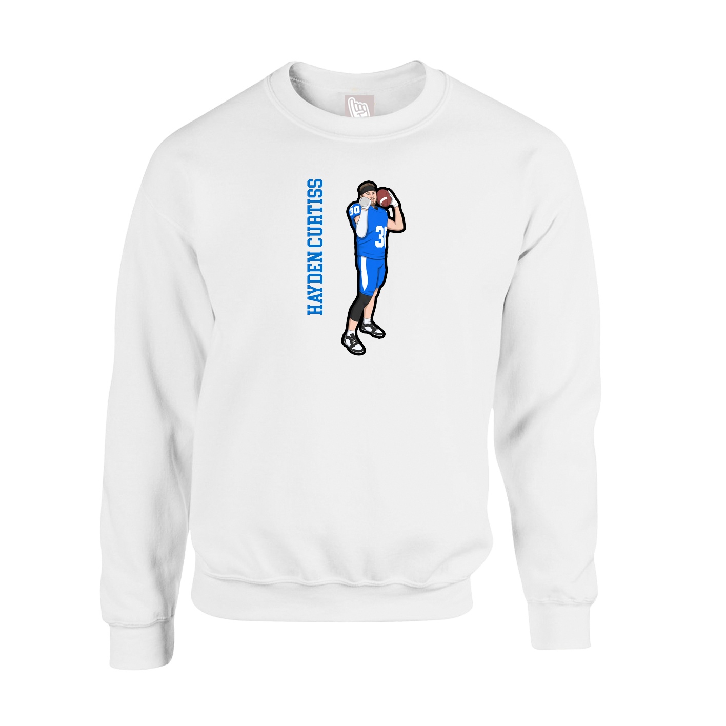 Fleece Crew — Name Vertical in White