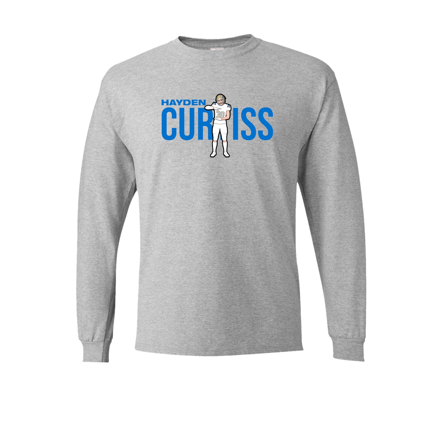 Long Sleeve Tee — Player Name in Grey