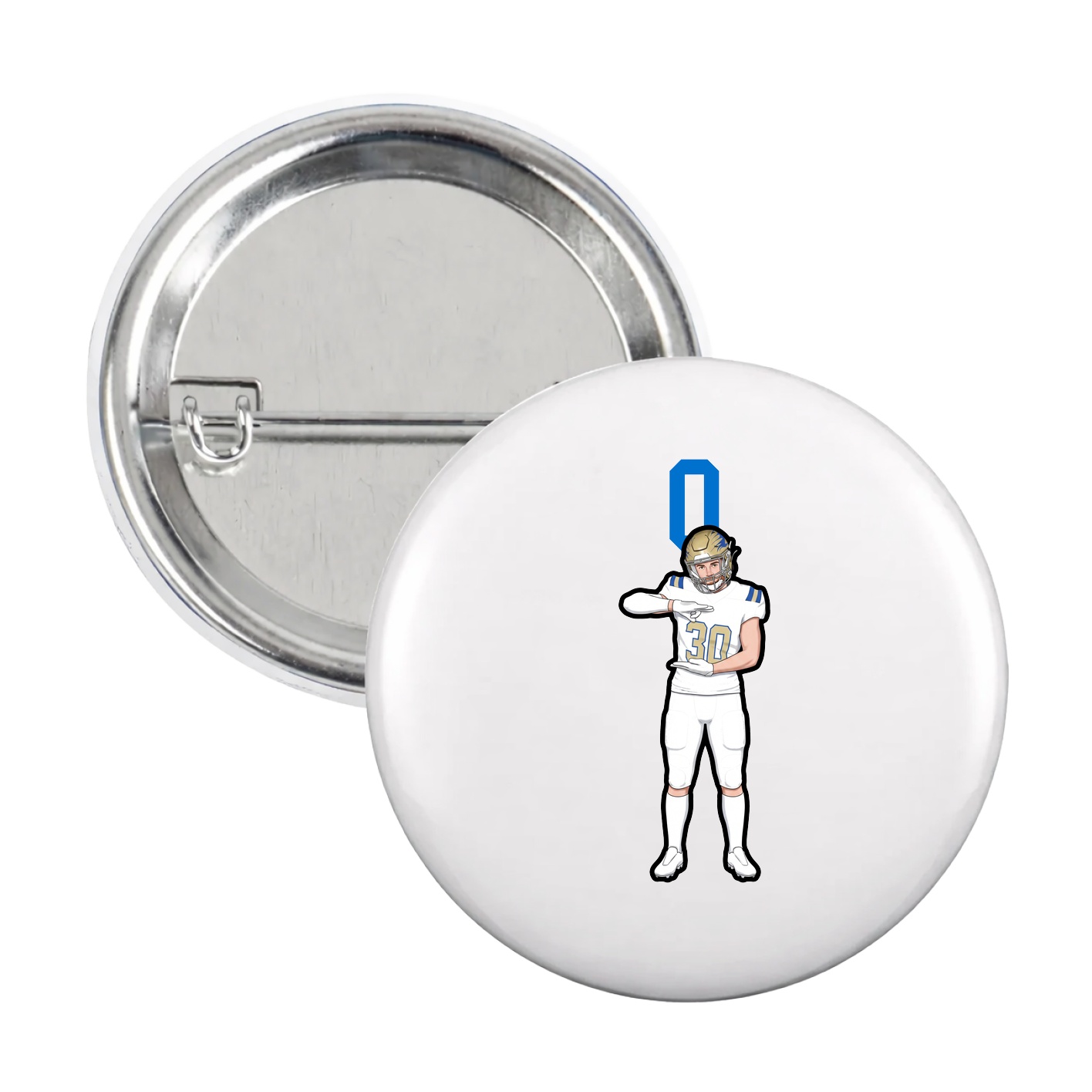 Game Day Button — Number Top in White