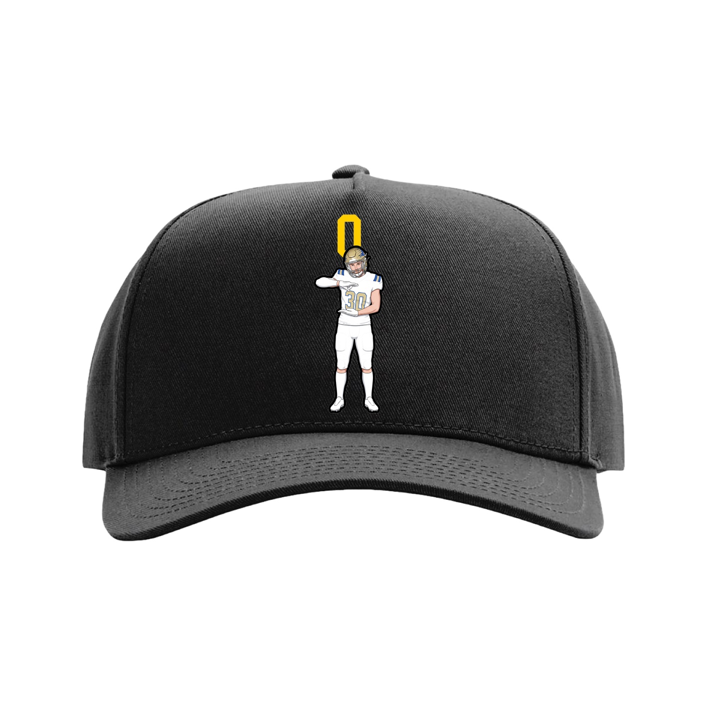 Full Fabric Five-Panel Champ Cap — Number Top in Black