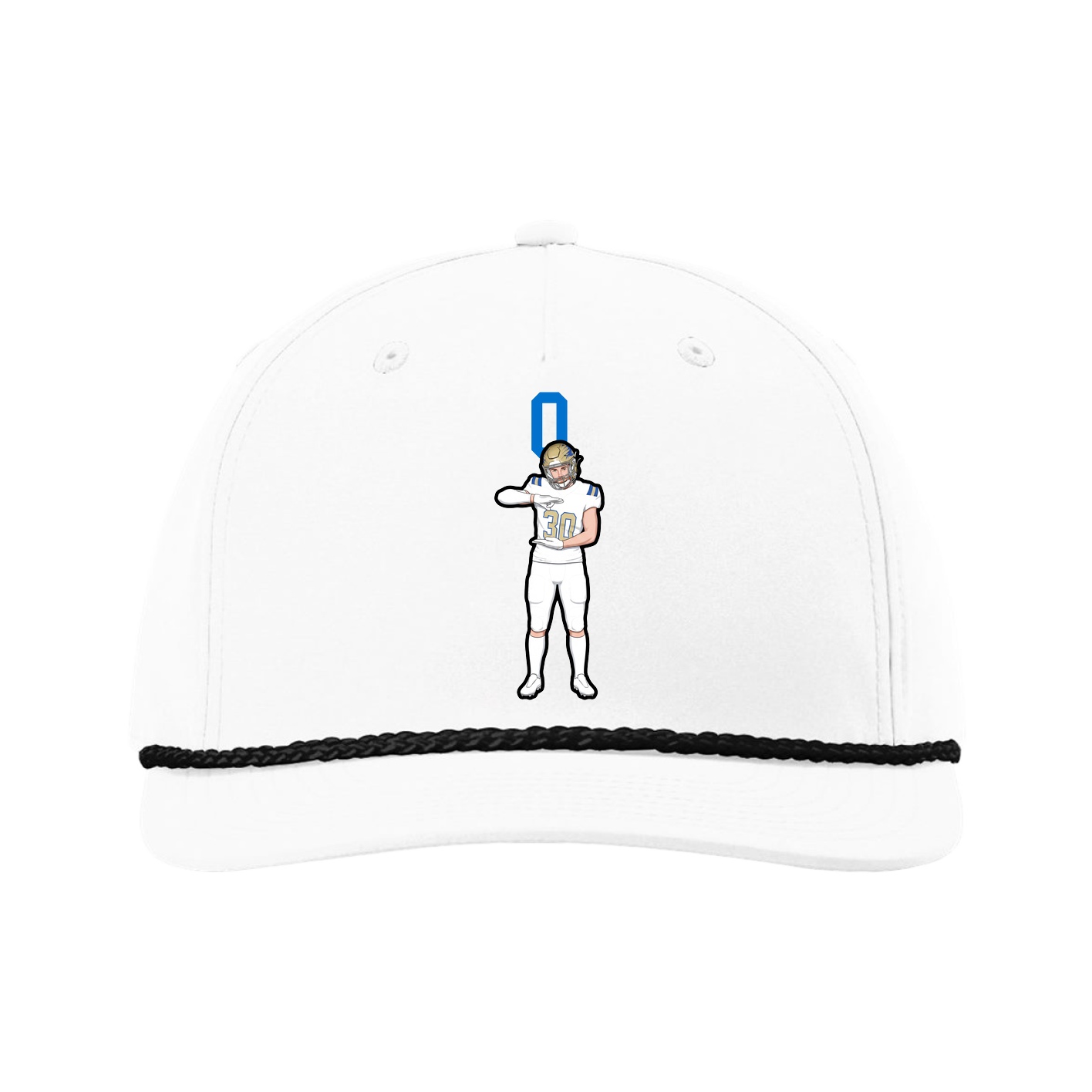 Five-Panel Classic Rope Cap — Number Top in White