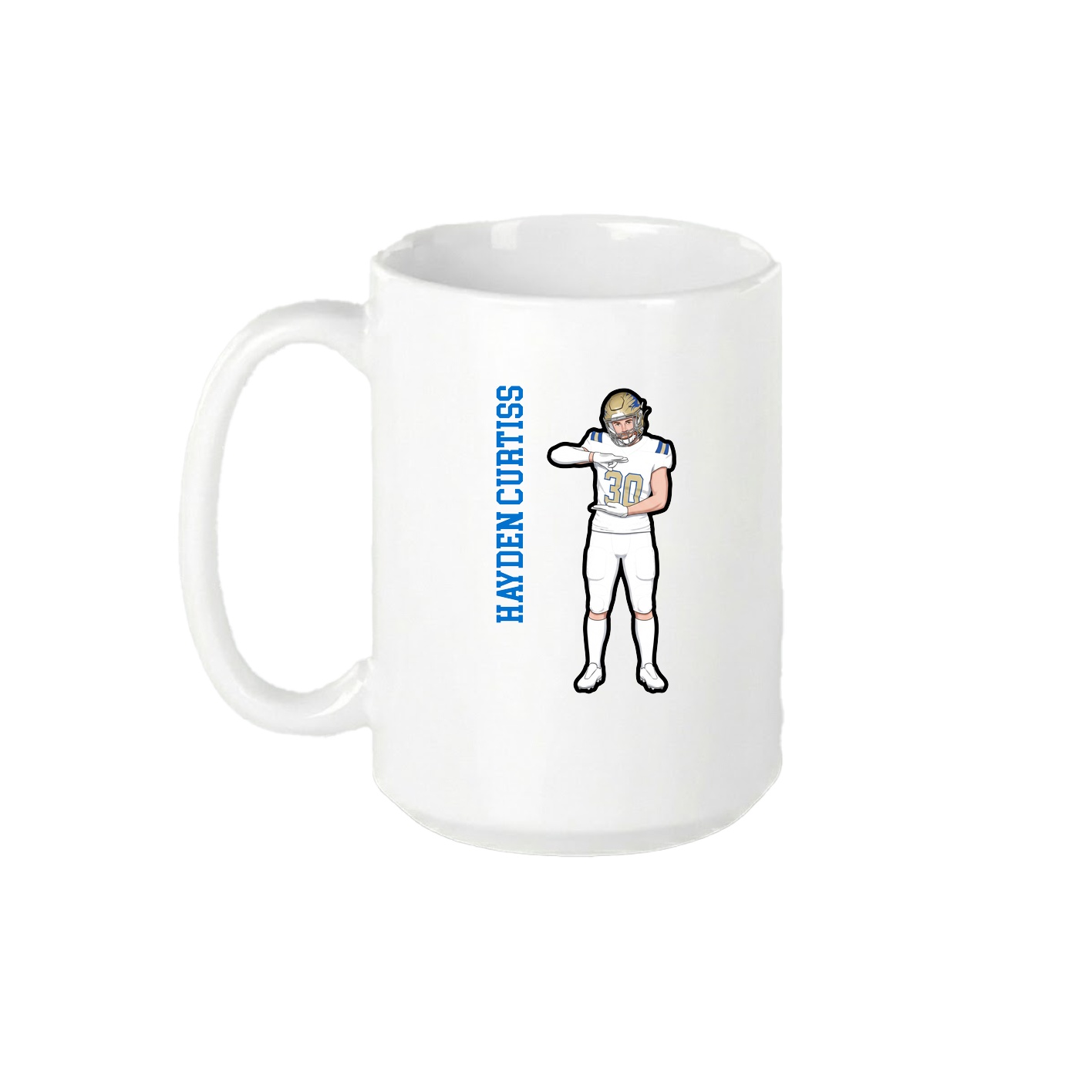 15oz Coffee Mug — Name Vertical in White