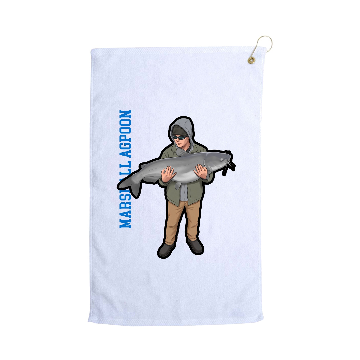 Golf Towel — Name Vertical in White