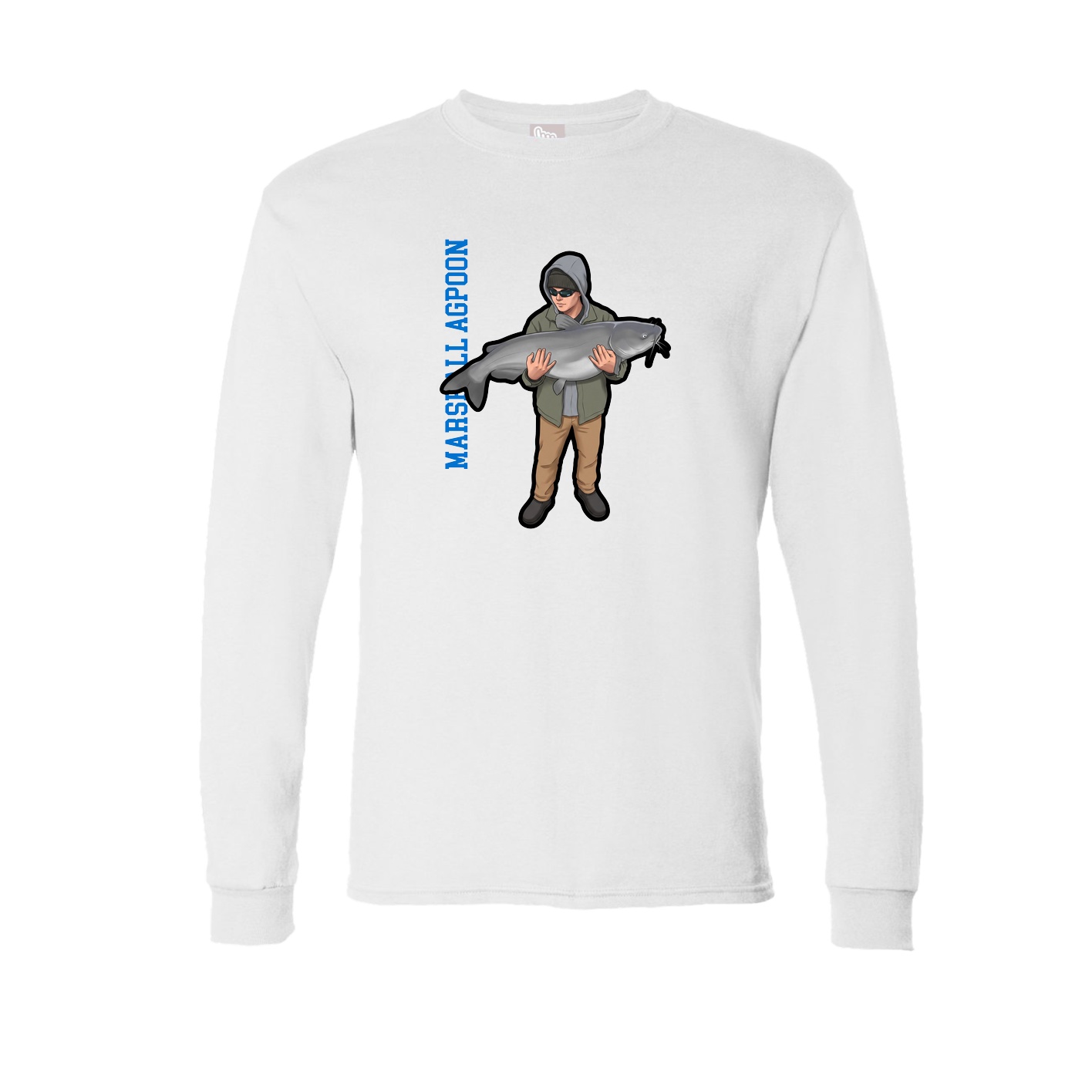 Long Sleeve Tee — Name Vertical in White