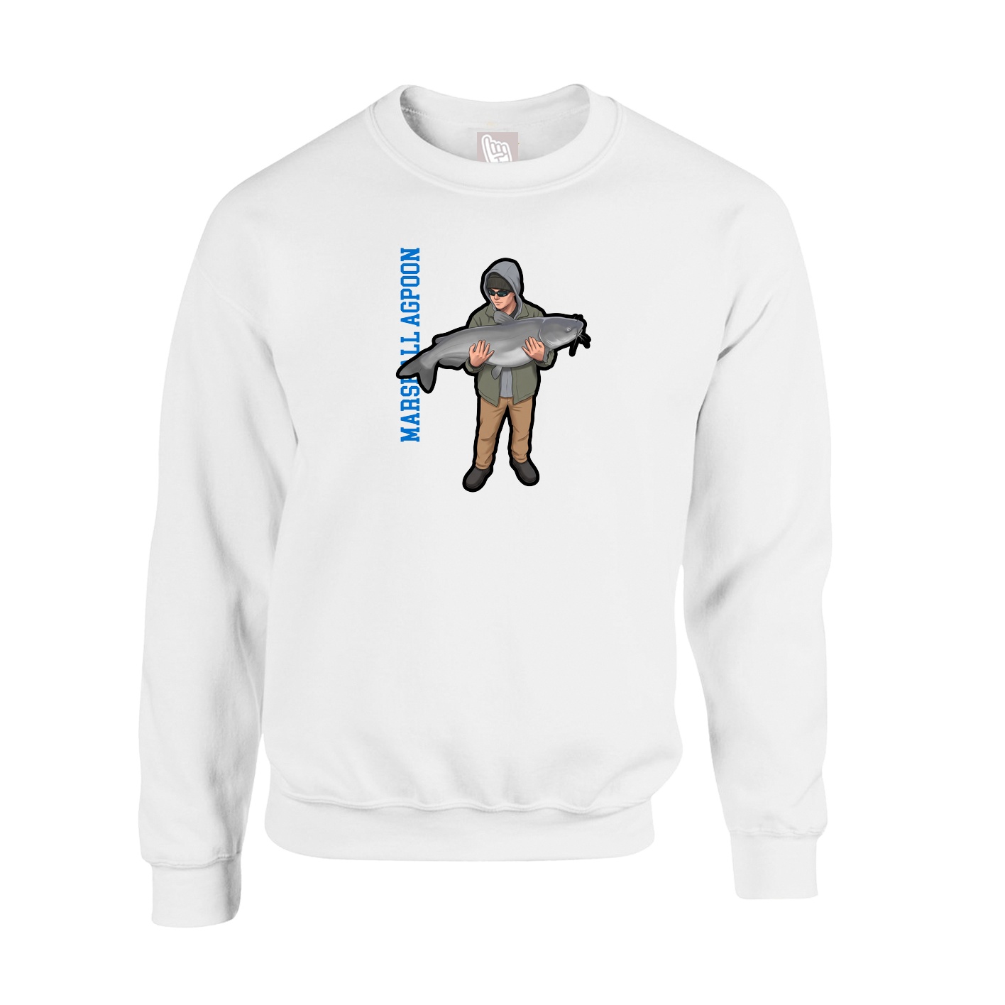 Fleece Crew — Name Vertical in White
