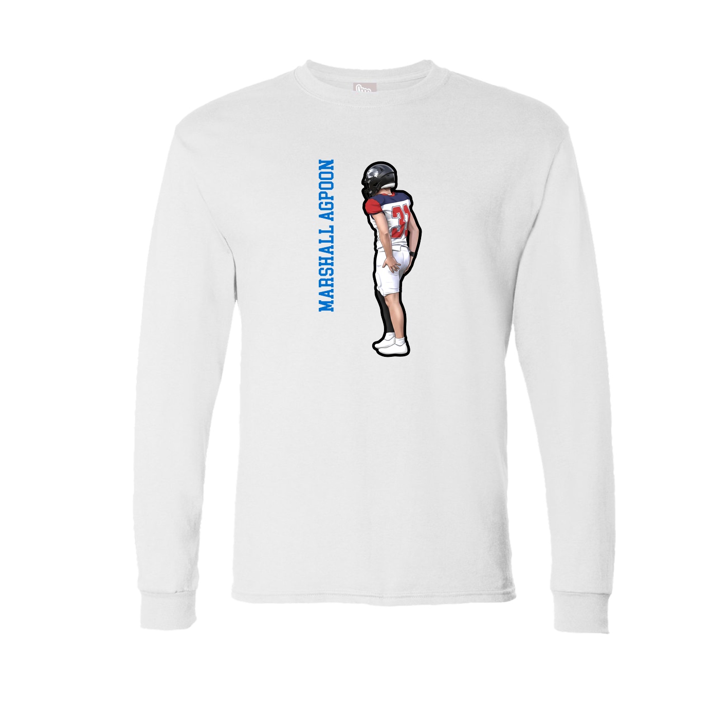 Long Sleeve Tee — Name Vertical in White