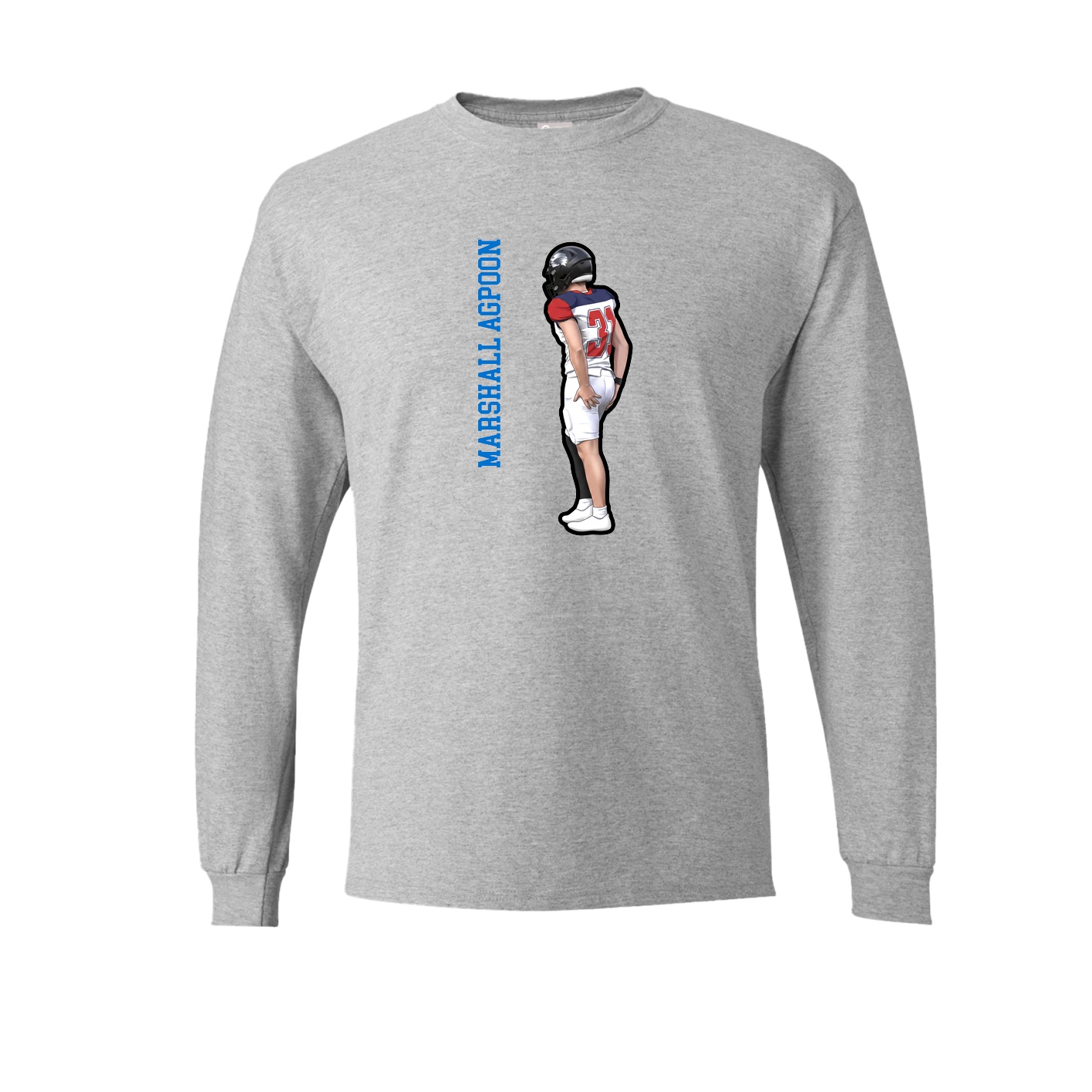 Long Sleeve Tee — Name Vertical in Grey