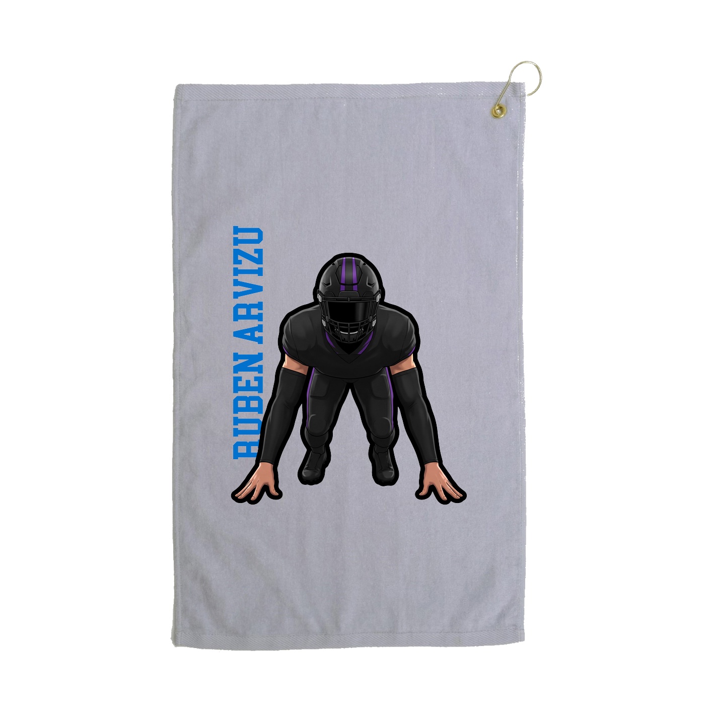 Golf Towel — Name Vertical in Grey