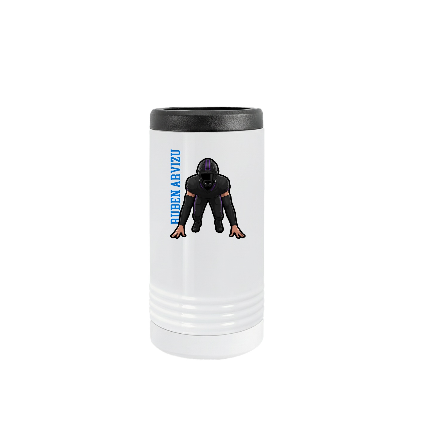 Slim Beverage Holder — Name Vertical in White