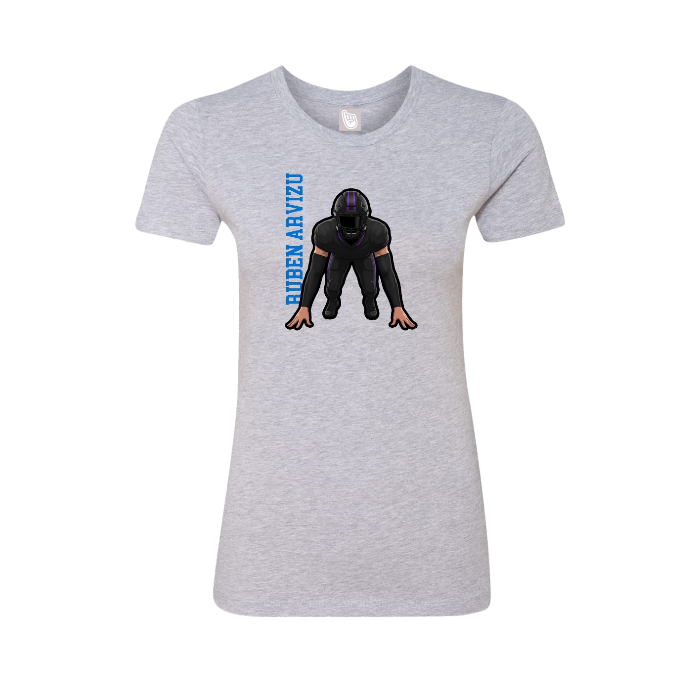 Fitted Women's Tee — Name Vertical in Grey