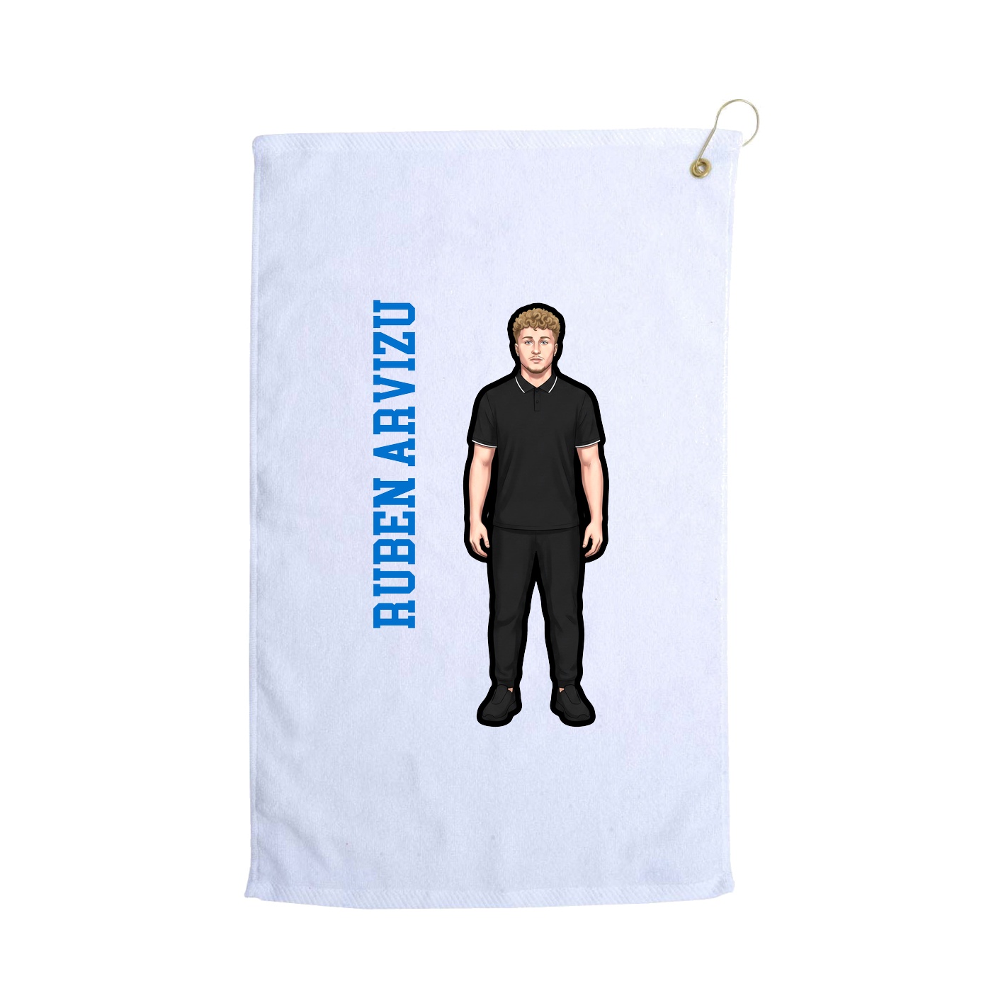 Golf Towel — Name Vertical in White