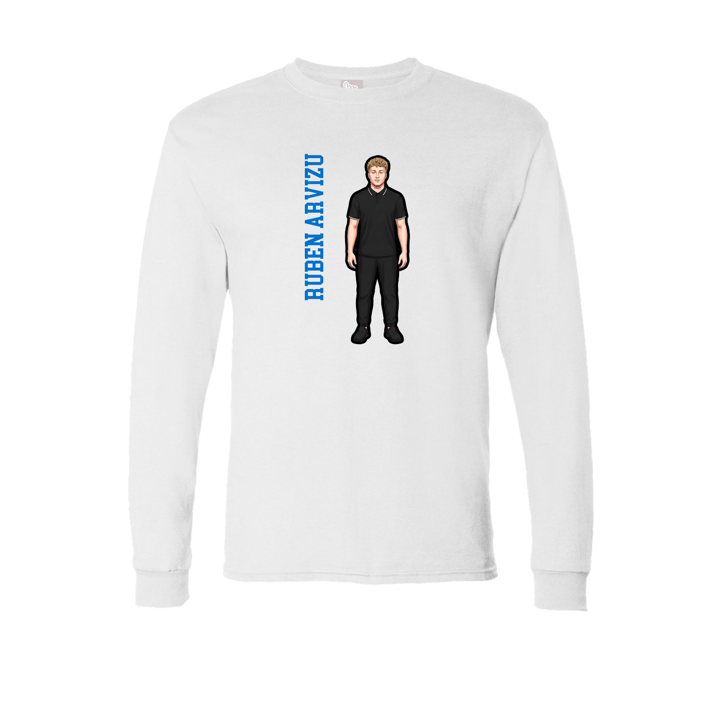 Long Sleeve Tee — Name Vertical in White