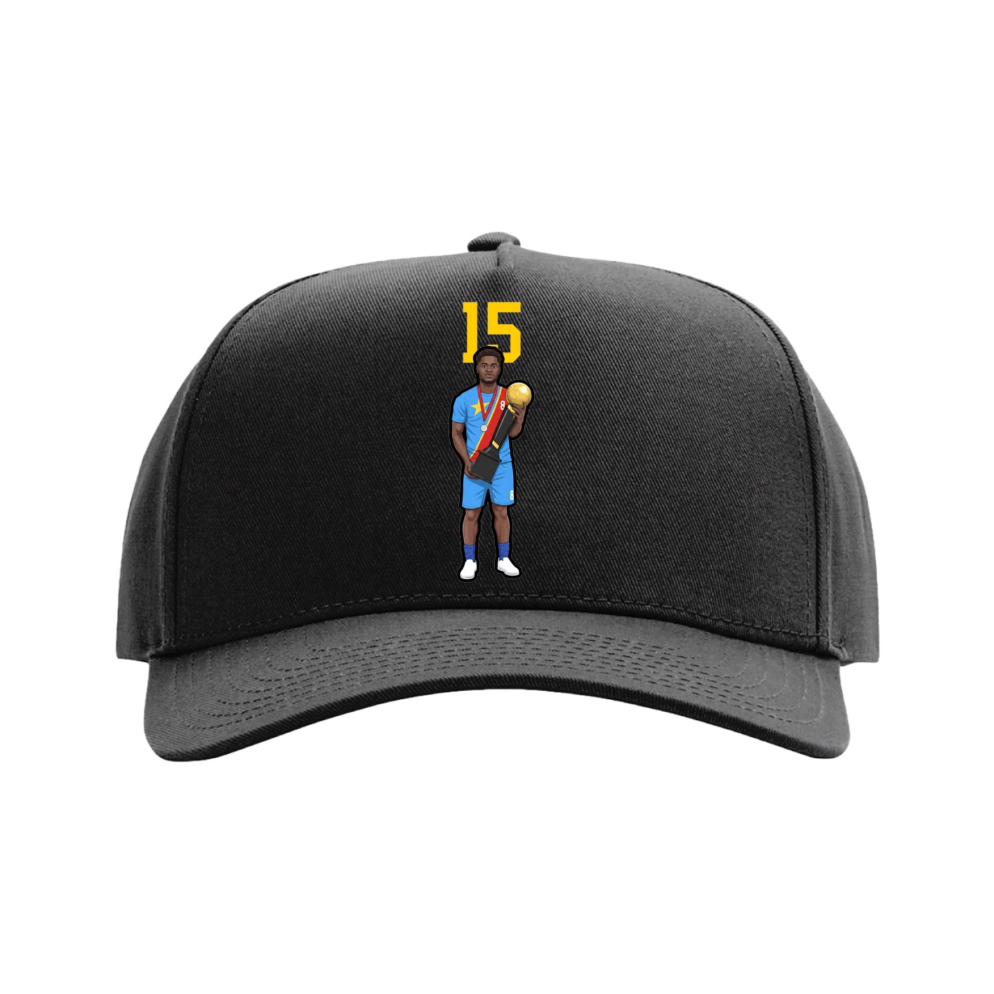 Full Fabric Five-Panel Champ Cap — Number Top in Black