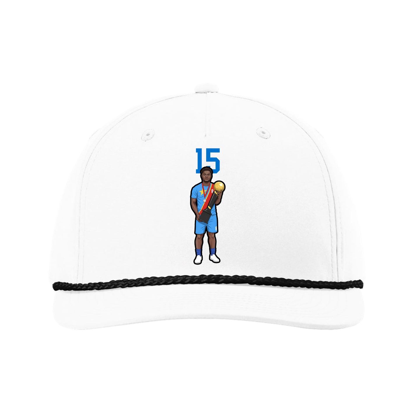 Five-Panel Classic Rope Cap — Number Top in White