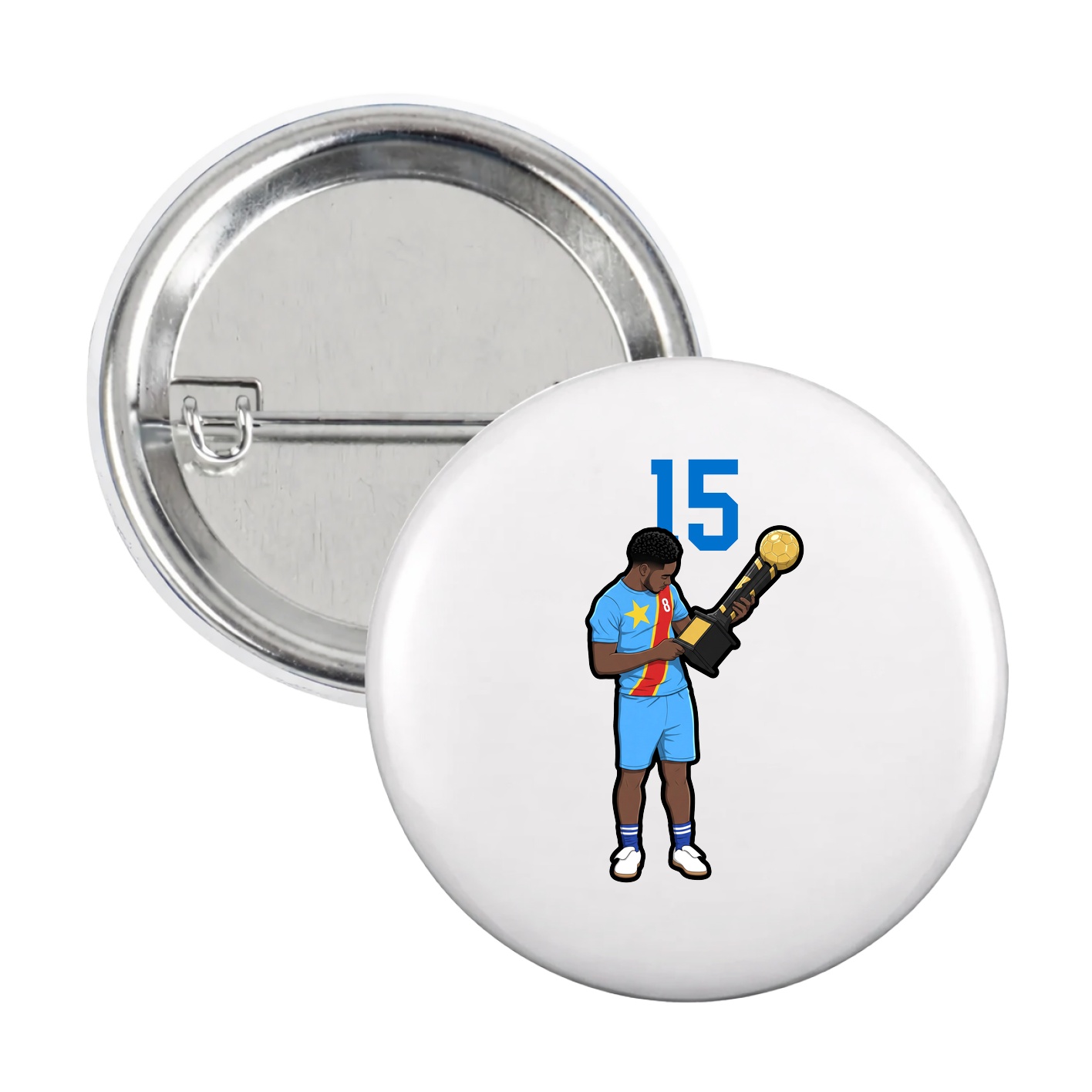 Game Day Button — Number Top in White
