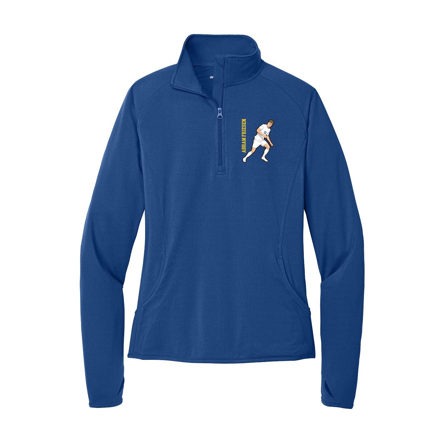 Women's Q-Zip Pullover — Name Vertical in Royal