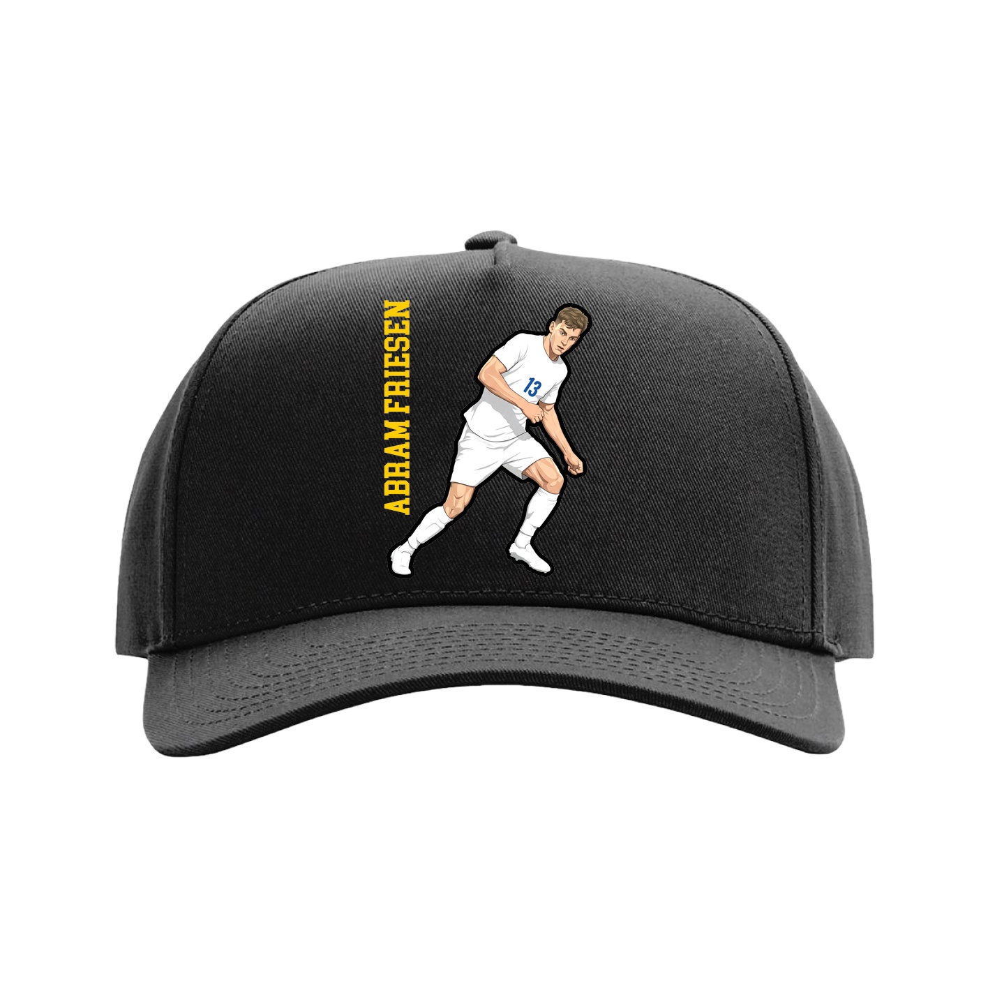 Full Fabric Five-Panel Champ Cap — Name Vertical in Black
