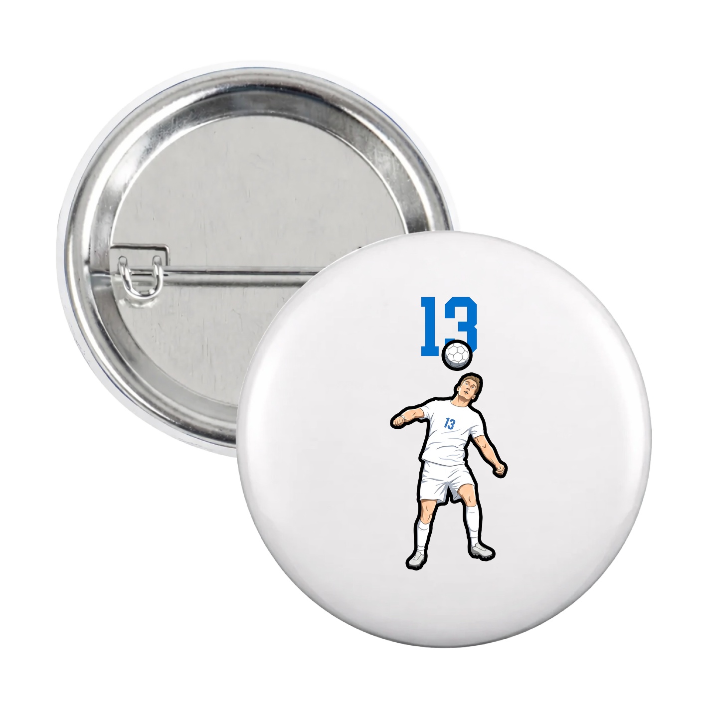 Game Day Button — Number Top in White