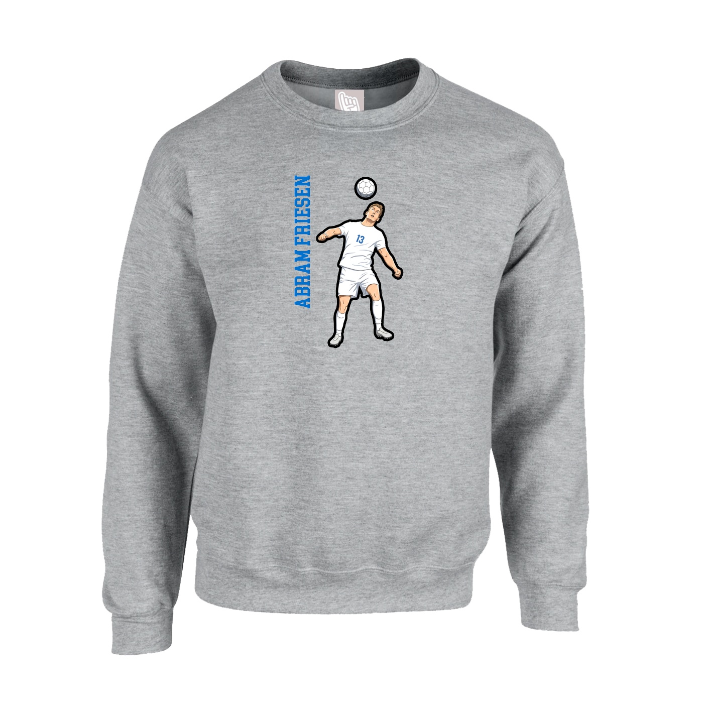 Fleece Crew — Name Vertical in Grey