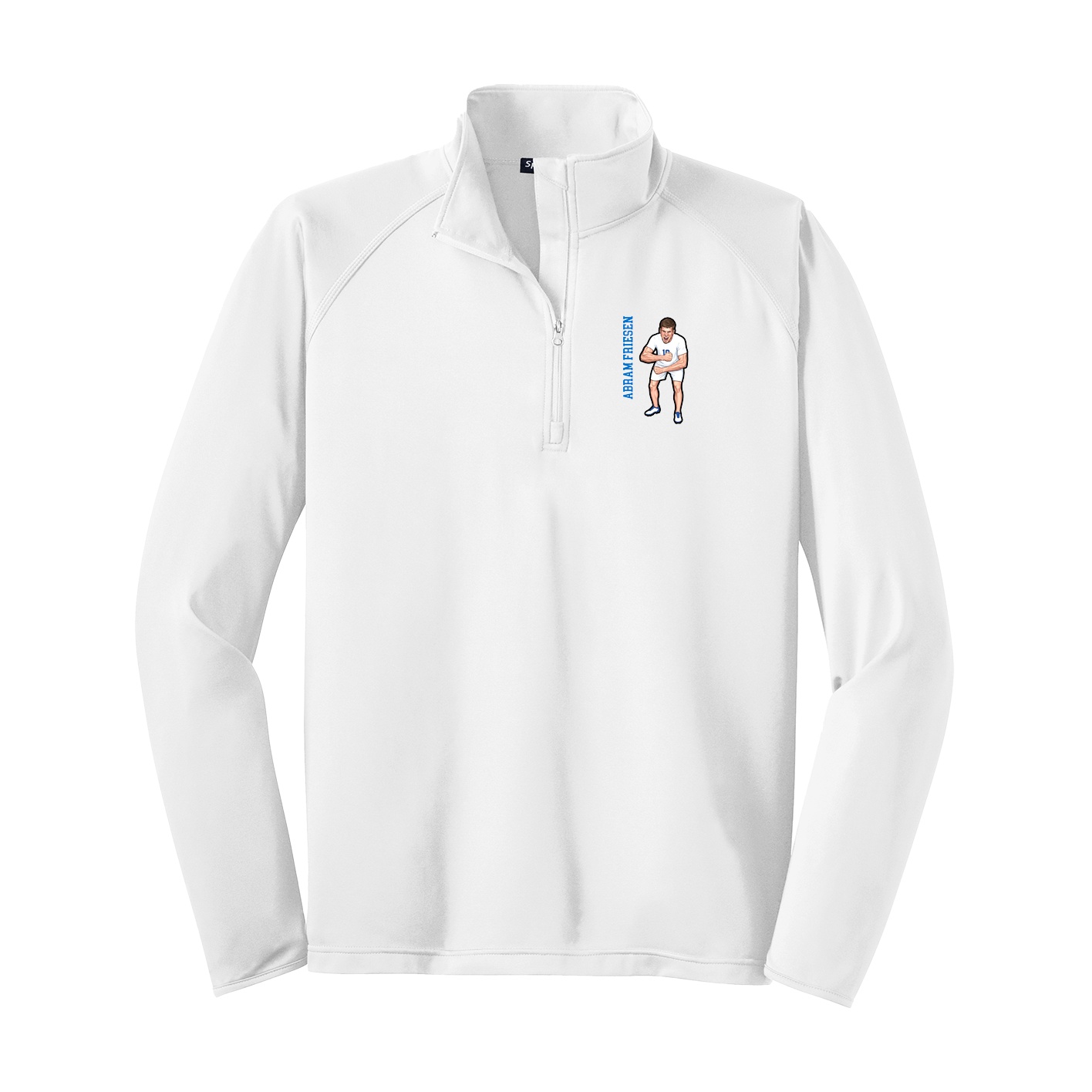 Q-Zip Pullover — Name Vertical in White