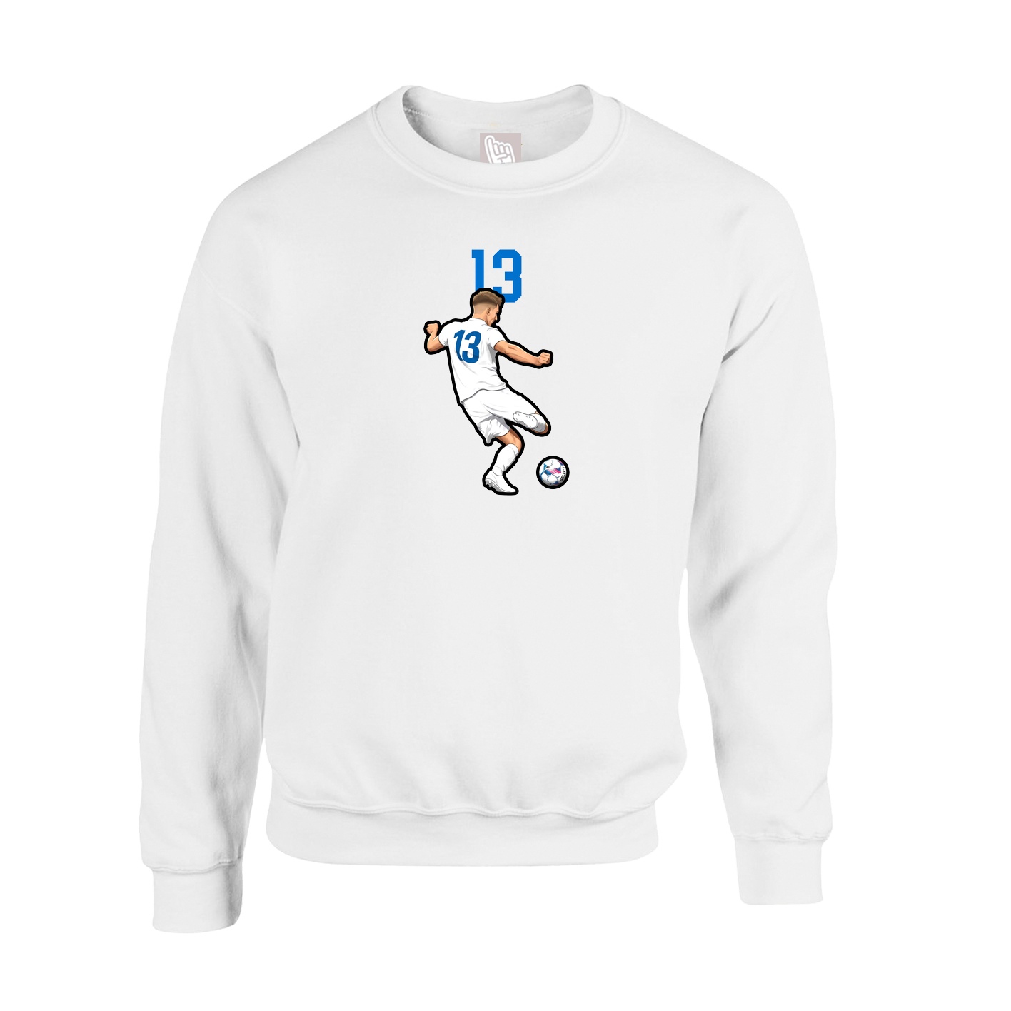 Fleece Crew — Number Top in White