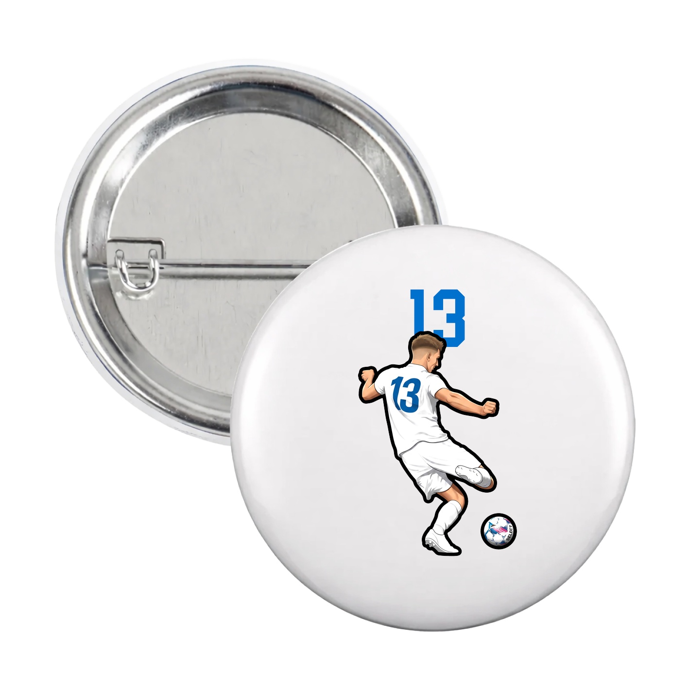 Game Day Button — Number Top in White