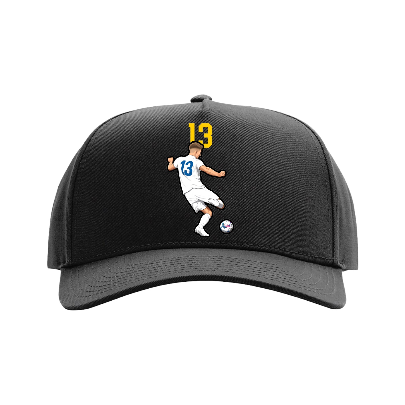 Full Fabric Five-Panel Champ Cap — Number Top in Black