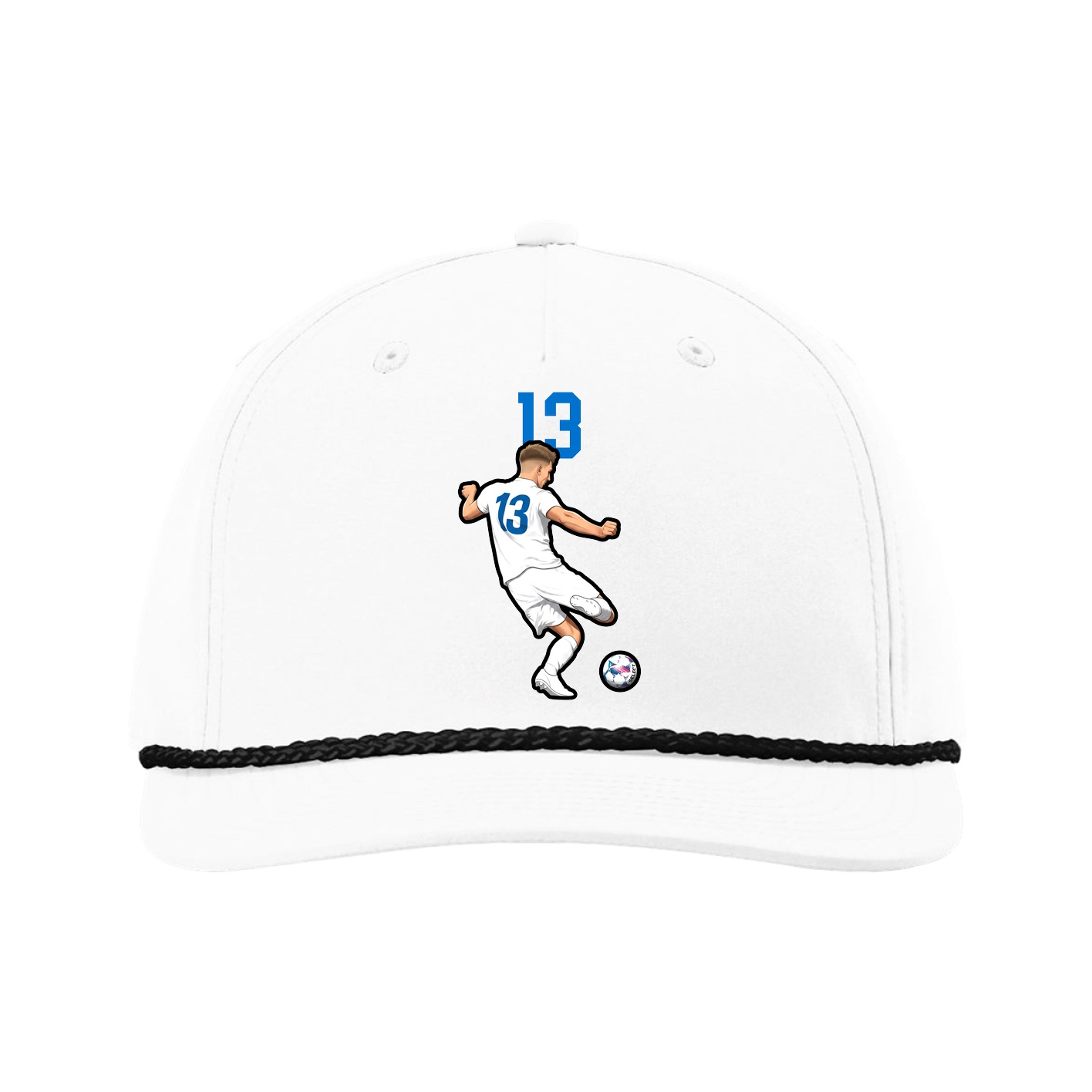 Five-Panel Classic Rope Cap — Number Top in White