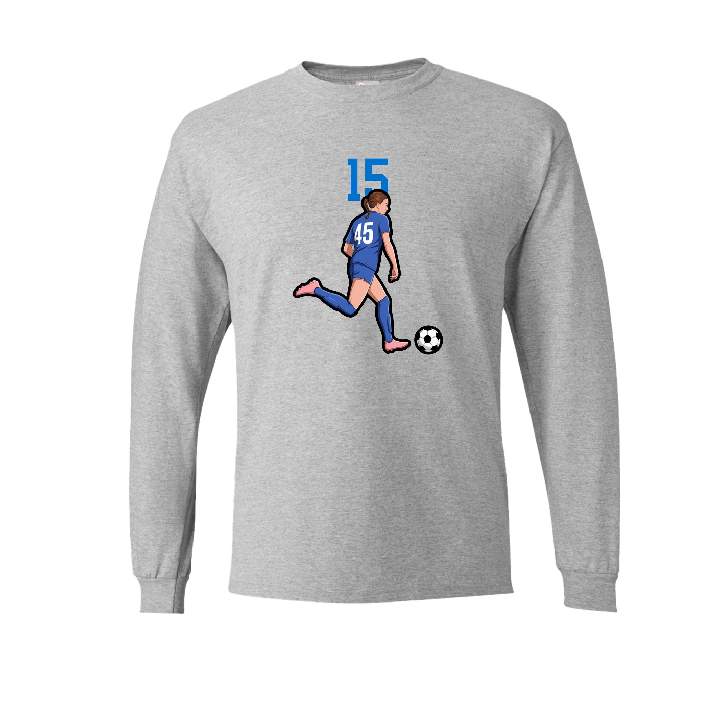 Long Sleeve Tee — Number Top in Grey
