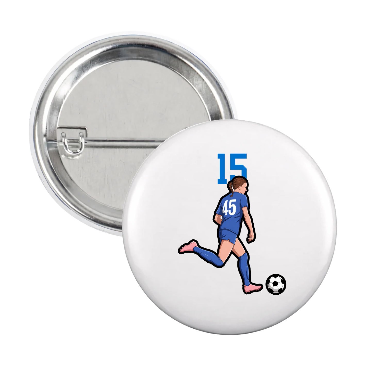 Game Day Button — Number Top in White