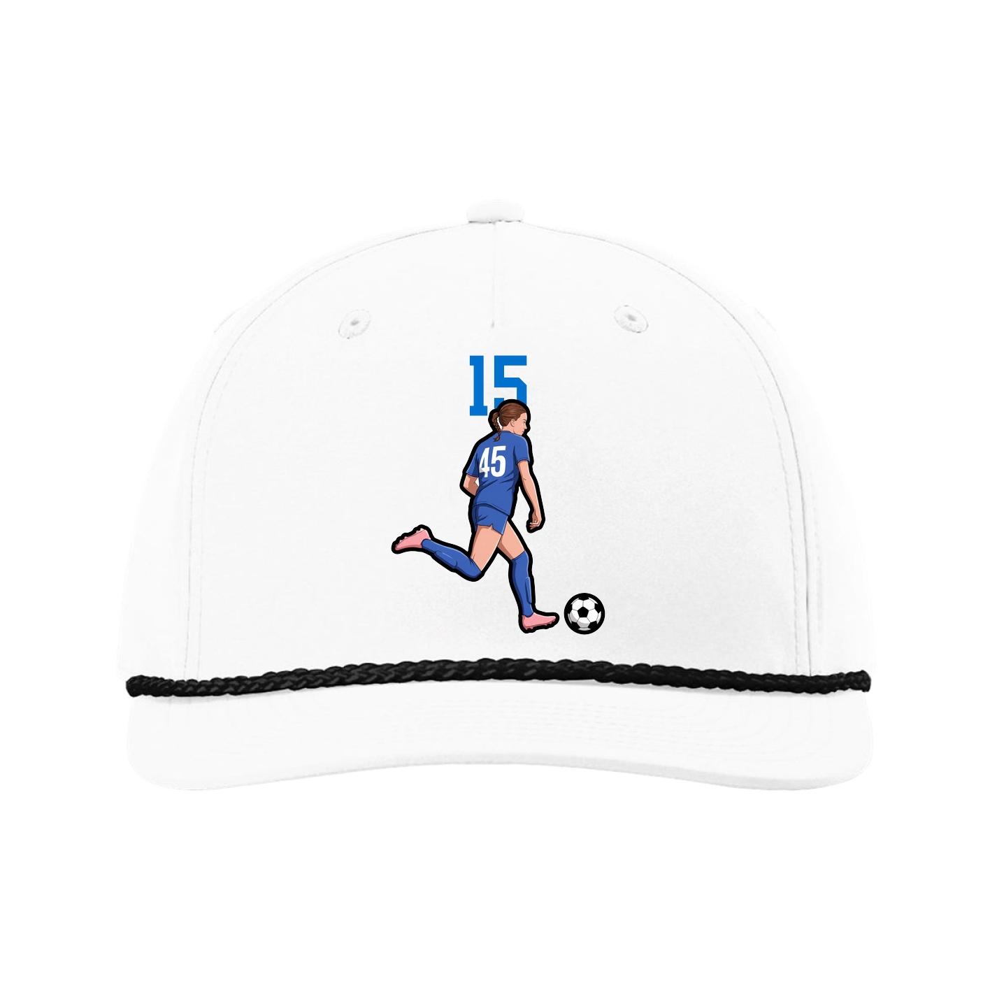Five-Panel Classic Rope Cap — Number Top in White