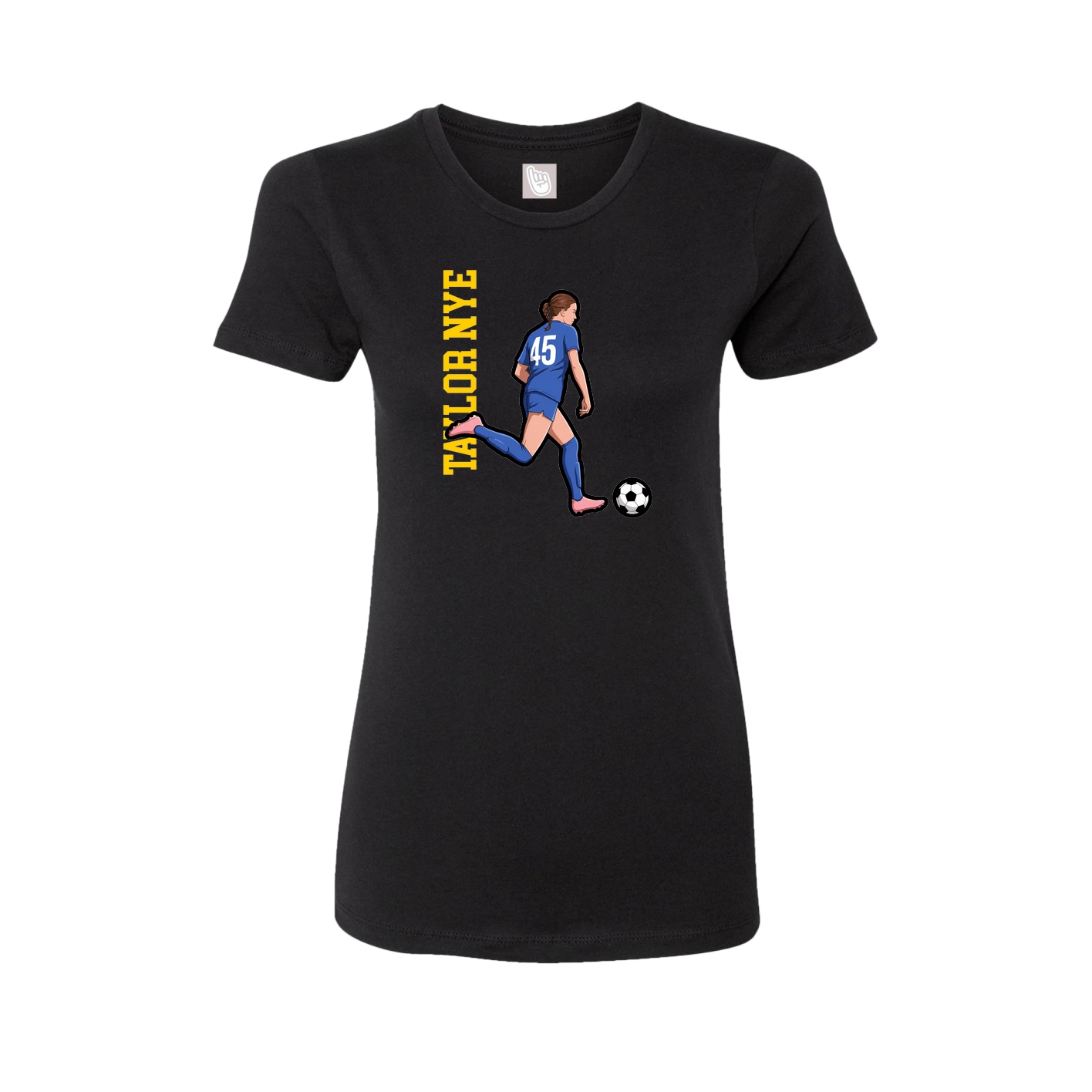 Fitted Women's Tee — Name Vertical in Black