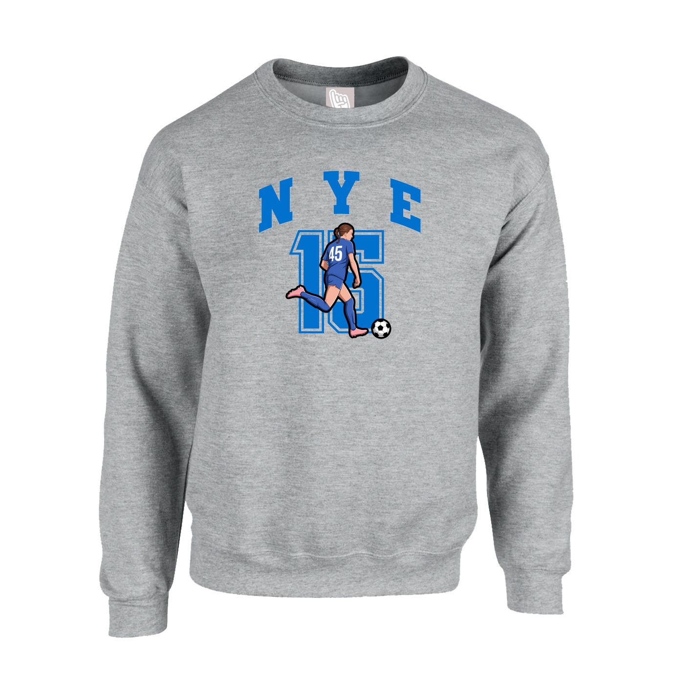 Fleece Crew — Number in Grey