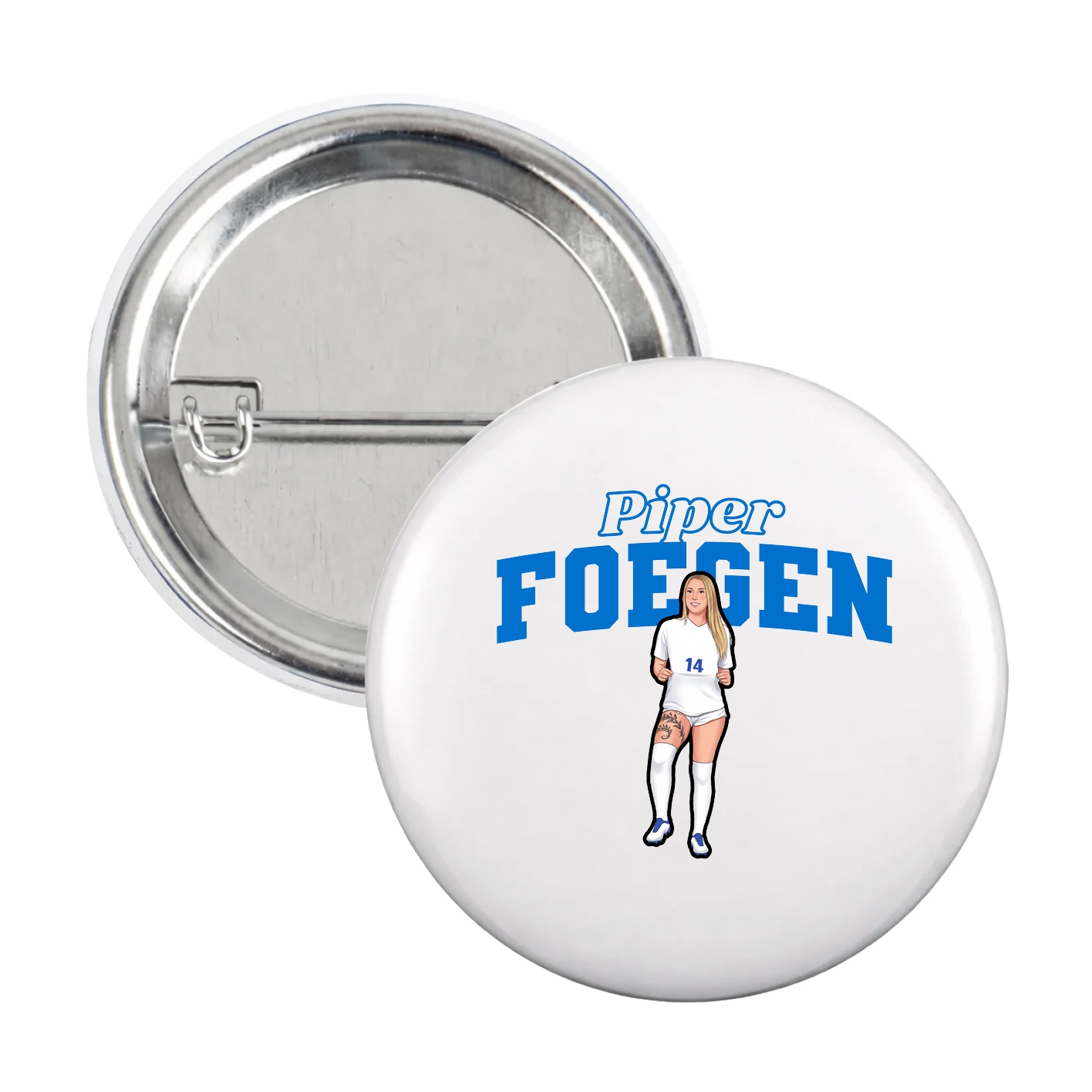 Game Day Button — Name Arch in White