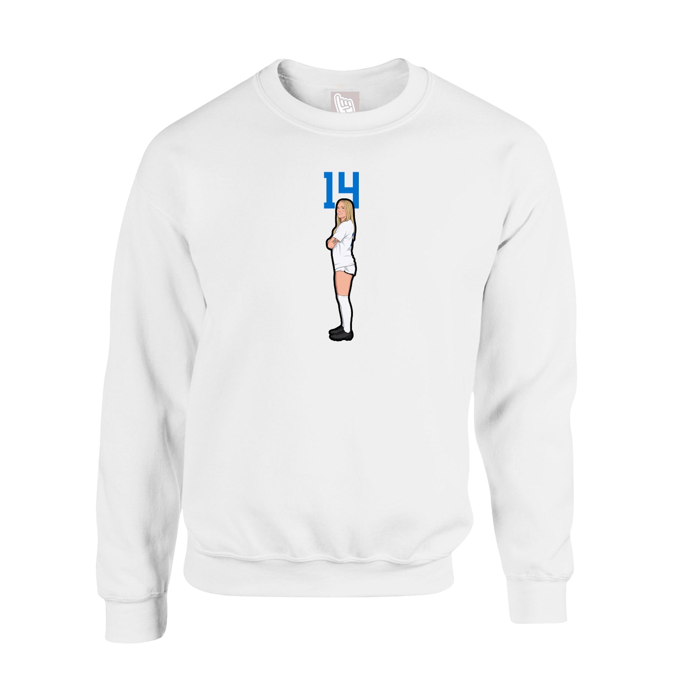 Fleece Crew — Number Top in White