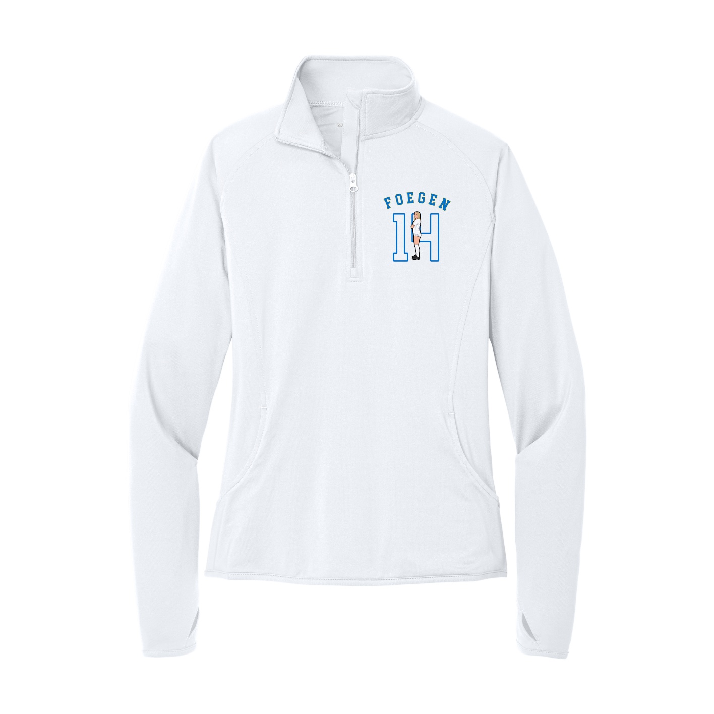 Women's Q-Zip Pullover — Shirsey Arch in White