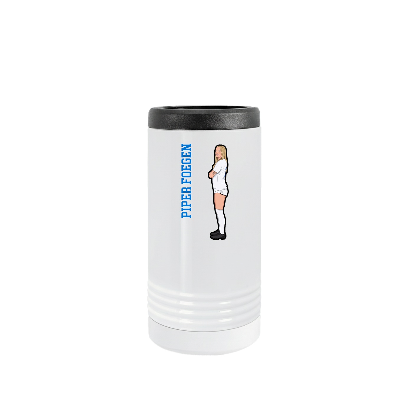 Slim Beverage Holder — Name Vertical in White