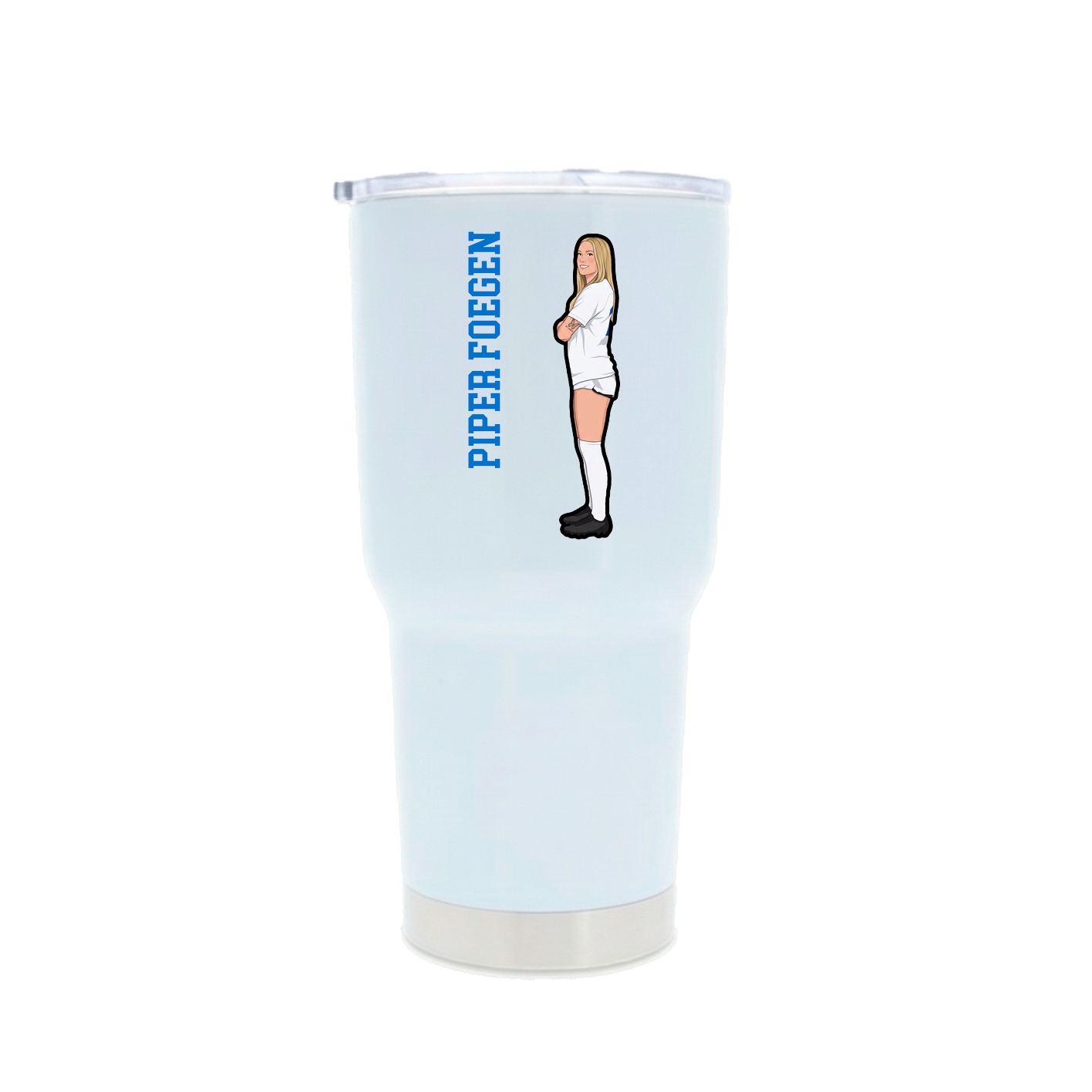 30oz Stainless Steel Tumbler — Name Vertical in White