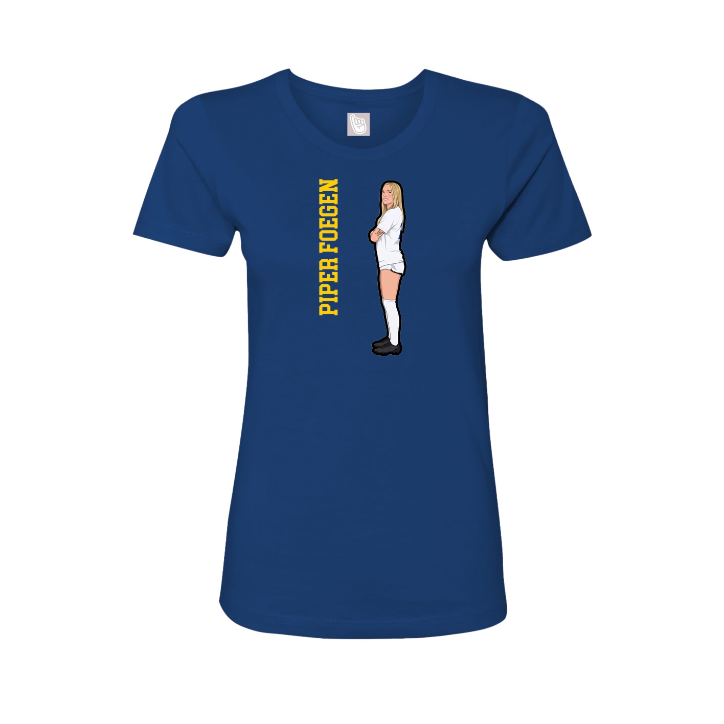 Fitted Women's Tee — Name Vertical in Royal